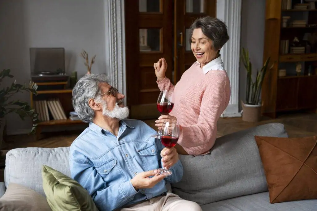 senior couple with drinks