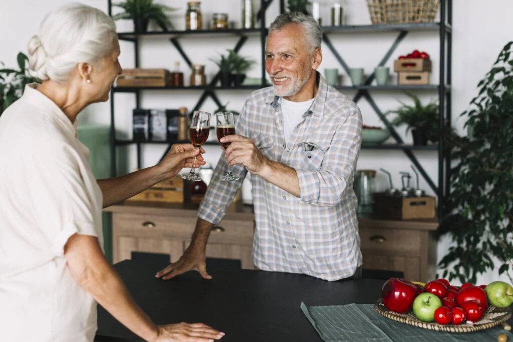 elderly couple enjoying