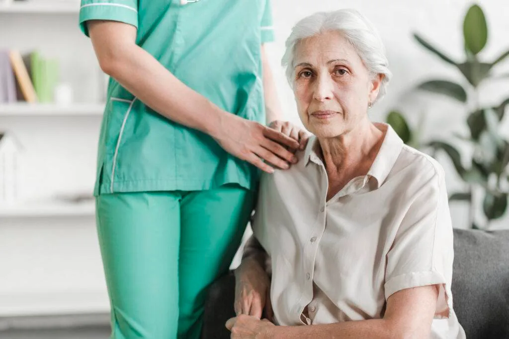 Senior female sitting